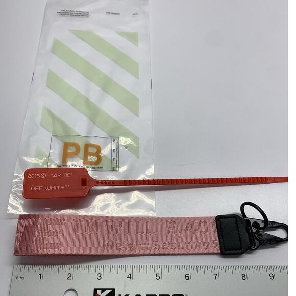 OFF-WHITE Lanyard Keychain Industrial Clasp All Pink & New Red Zip Tie - Picture 3 of 4